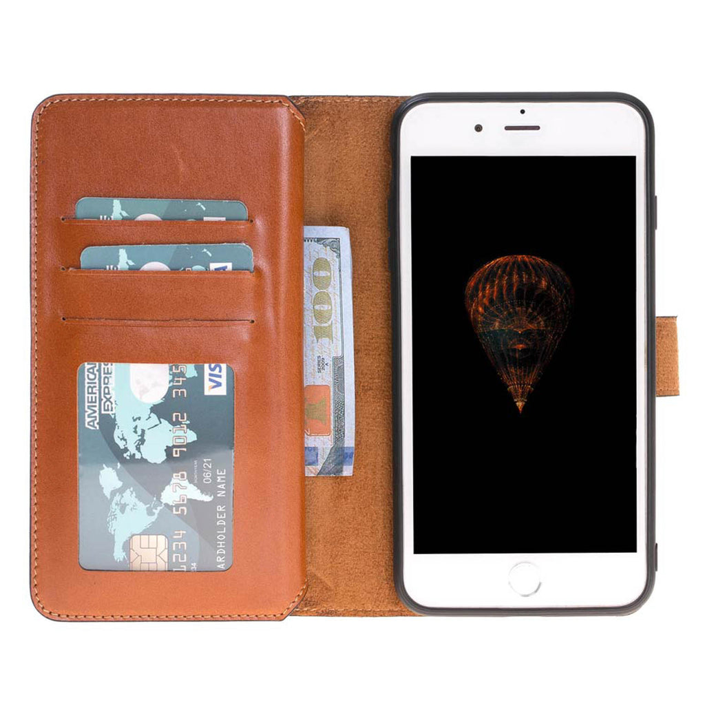 iPhone 8 Plus / 7 Plus Russet Leather Detachable Dual 2-in-1 Wallet Case with Card Holder and MagSafe - Hardiston - 4