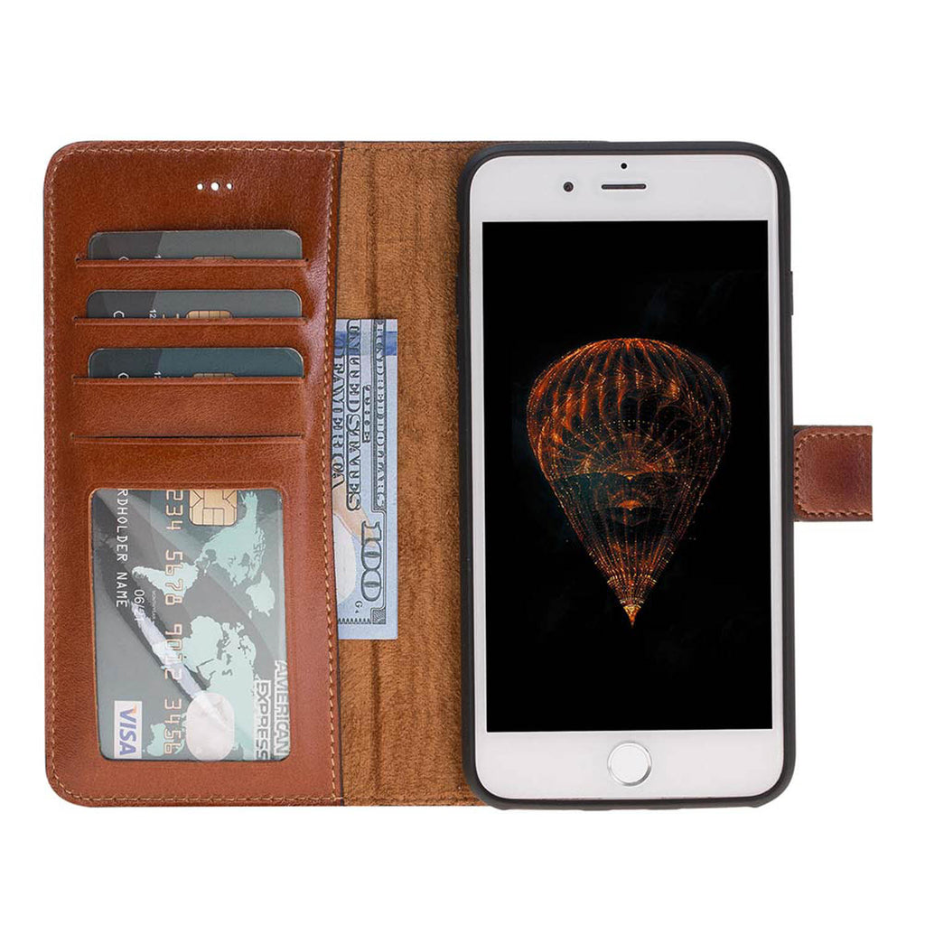 iPhone 8 Plus / 7 Plus Russet Leather Detachable 2-in-1 Wallet Case with Card Holder and MagSafe - Hardiston - 2