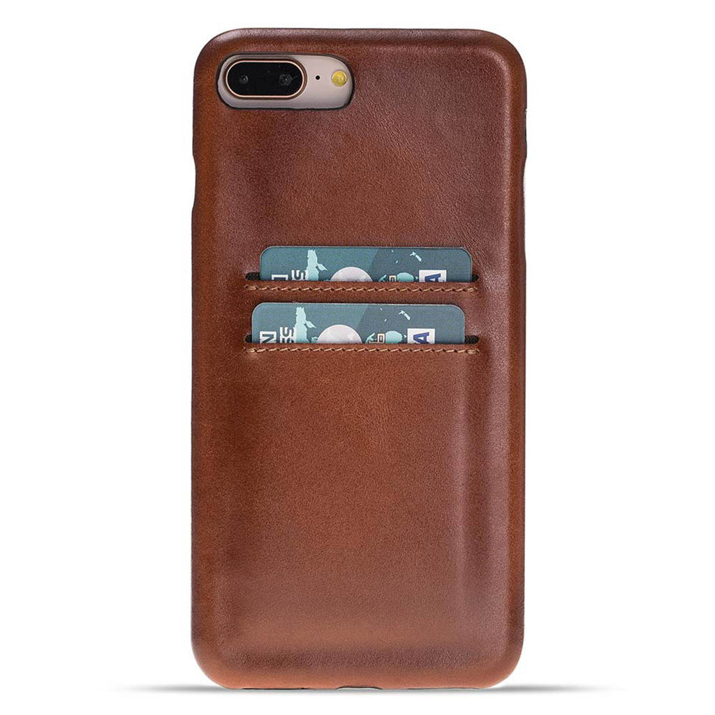 iPhone 8 Plus / 7 Plus Russet Leather Snap-On Case with Card Holder - Hardiston - 1