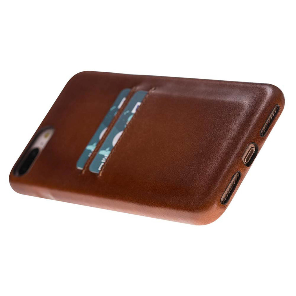 iPhone 8 Plus / 7 Plus Russet Leather Snap-On Case with Card Holder - Hardiston - 4