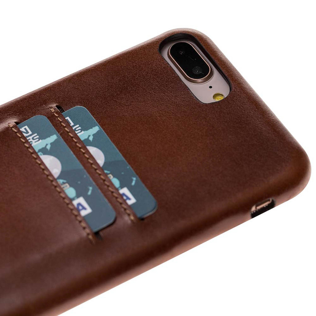 iPhone 8 Plus / 7 Plus Russet Leather Snap-On Case with Card Holder - Hardiston - 7