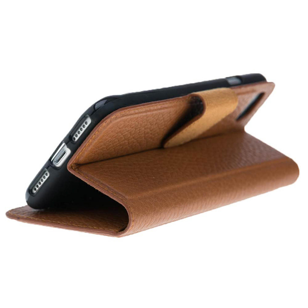 iPhone 8 Plus / 7 Plus Tan Leather Folio 2-in-1 Wallet Case with Card Holder and MagSafe - Hardiston - 7