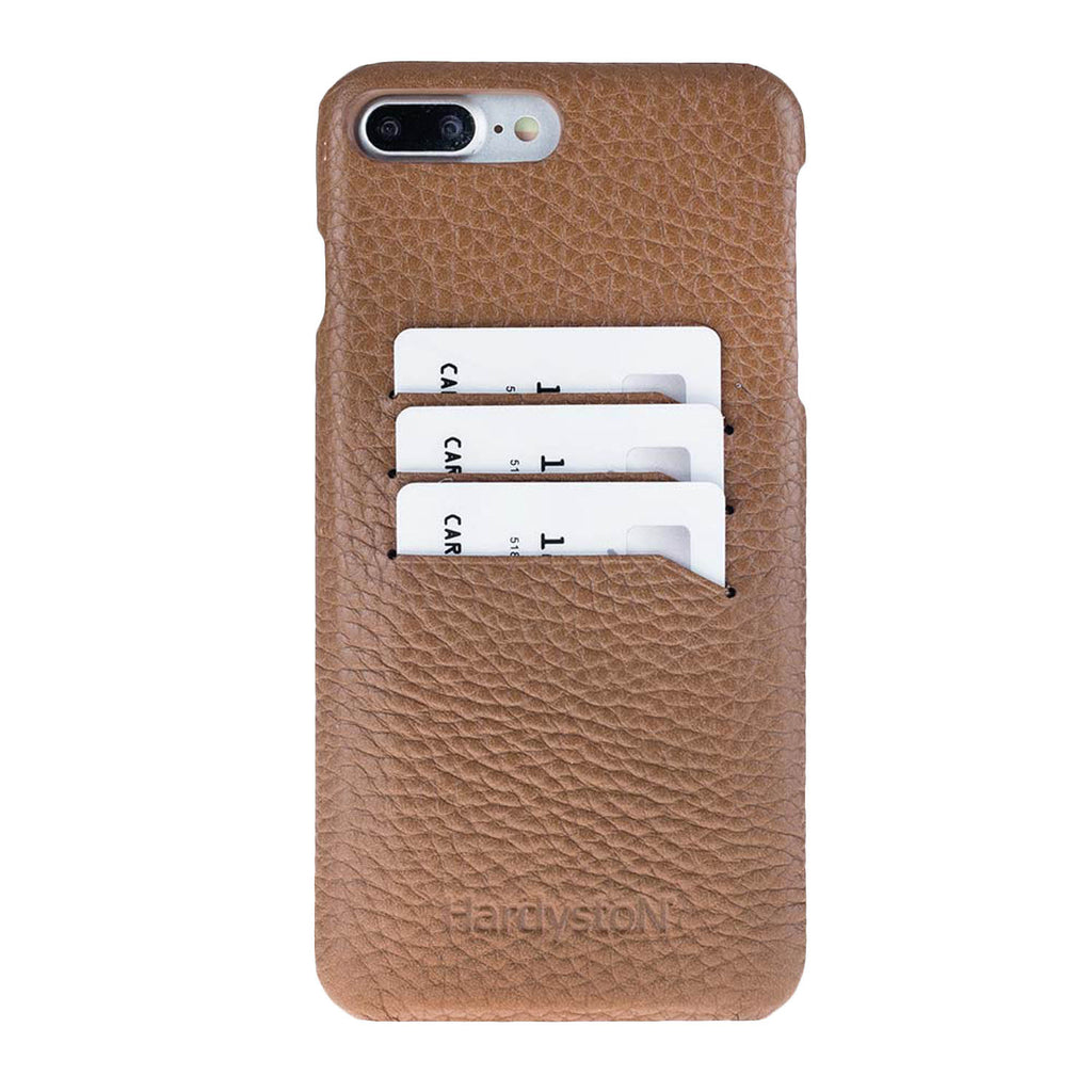 iPhone 8 Plus / 7 Plus Dark Tan Leather Snap-On Case with Card Holder - Hardiston - 1