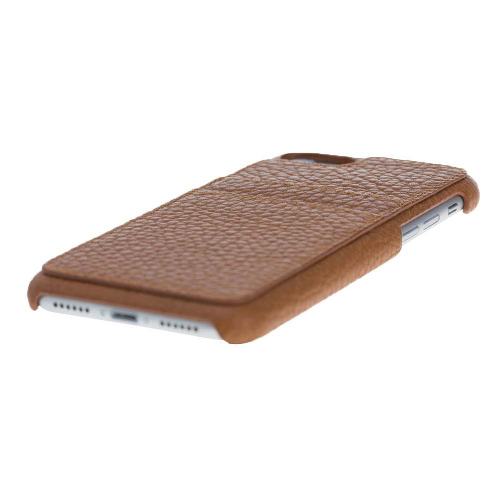 iPhone 8 Plus / 7 Plus Dark Tan Leather Snap-On Case with Card Holder - Hardiston - 5