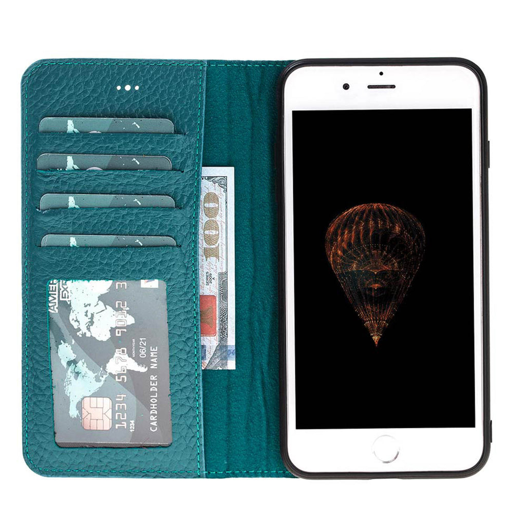 iPhone 8 Plus / 7 Plus Turquoise Leather Detachable 2-in-1 Wallet Case with Card Holder and MagSafe - Hardiston - 2