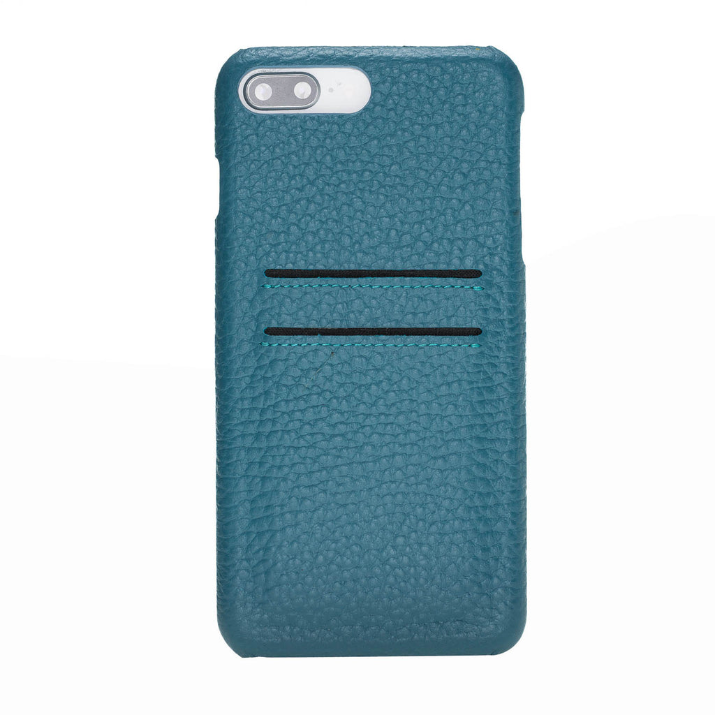 iPhone 8 Plus / 7 Plus Turquoise Leather Snap-On Case with Card Holder - Hardiston - 3