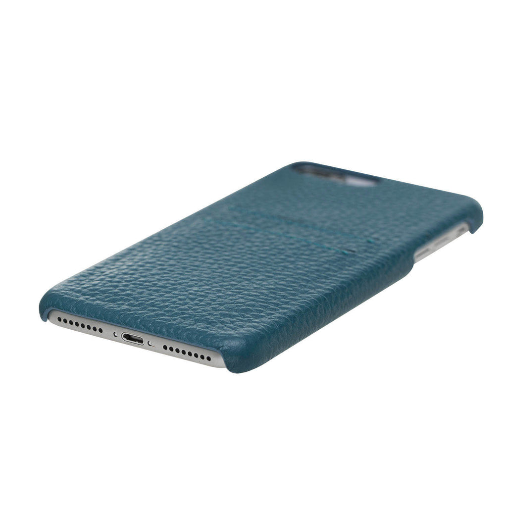 iPhone 8 Plus / 7 Plus Turquoise Leather Snap-On Case with Card Holder - Hardiston - 5