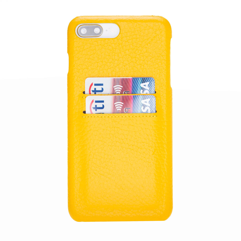 iPhone 8 Plus / 7 Plus Yellow Leather Snap-On Case with Card Holder - Hardiston - 1