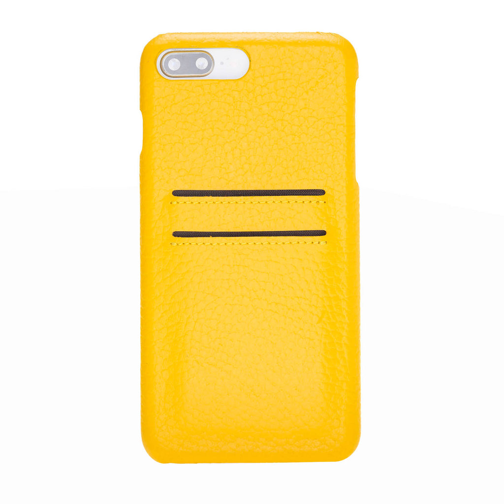 iPhone 8 Plus / 7 Plus Yellow Leather Snap-On Case with Card Holder - Hardiston - 3