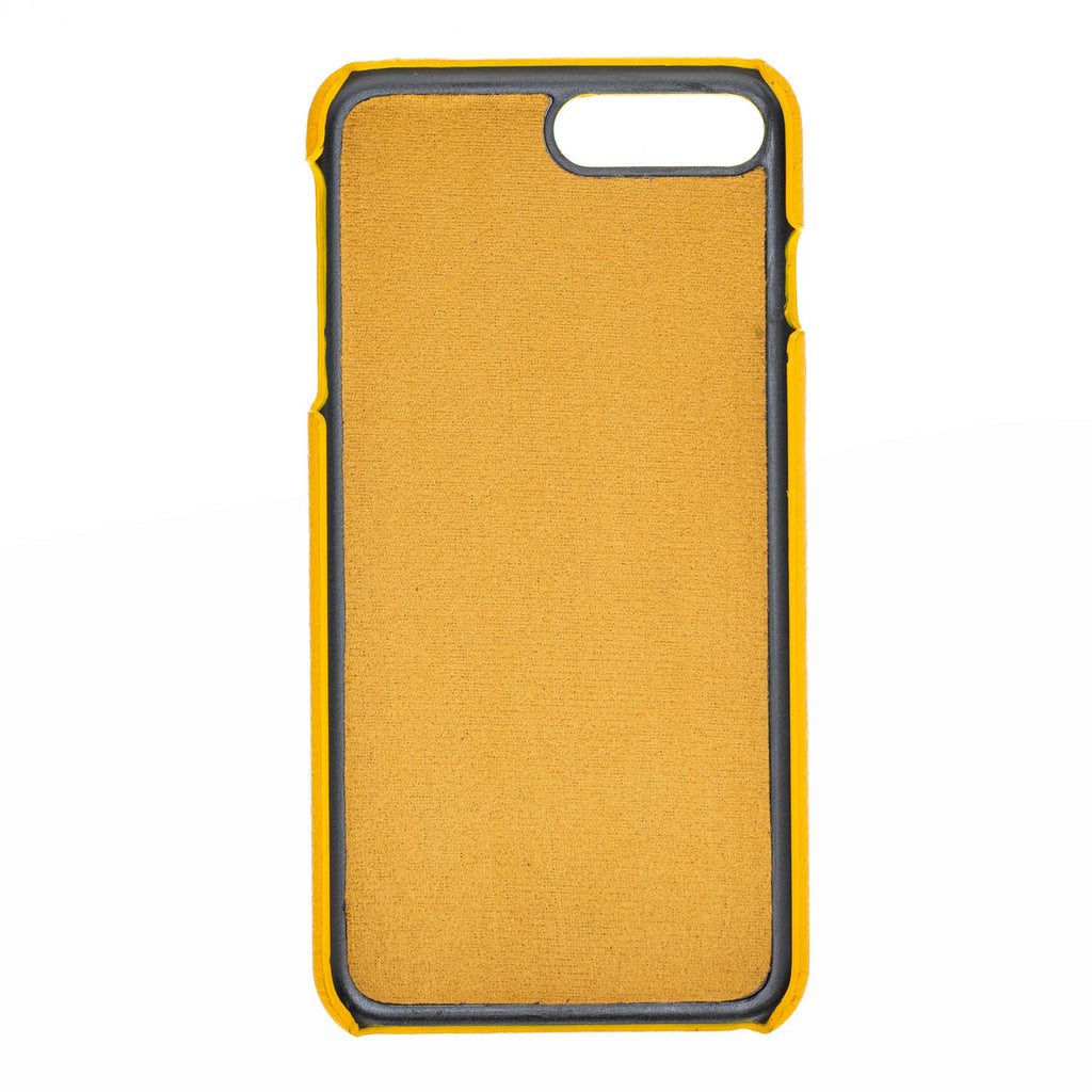 iPhone 8 Plus / 7 Plus Yellow Leather Snap-On Case with Card Holder - Hardiston - 4