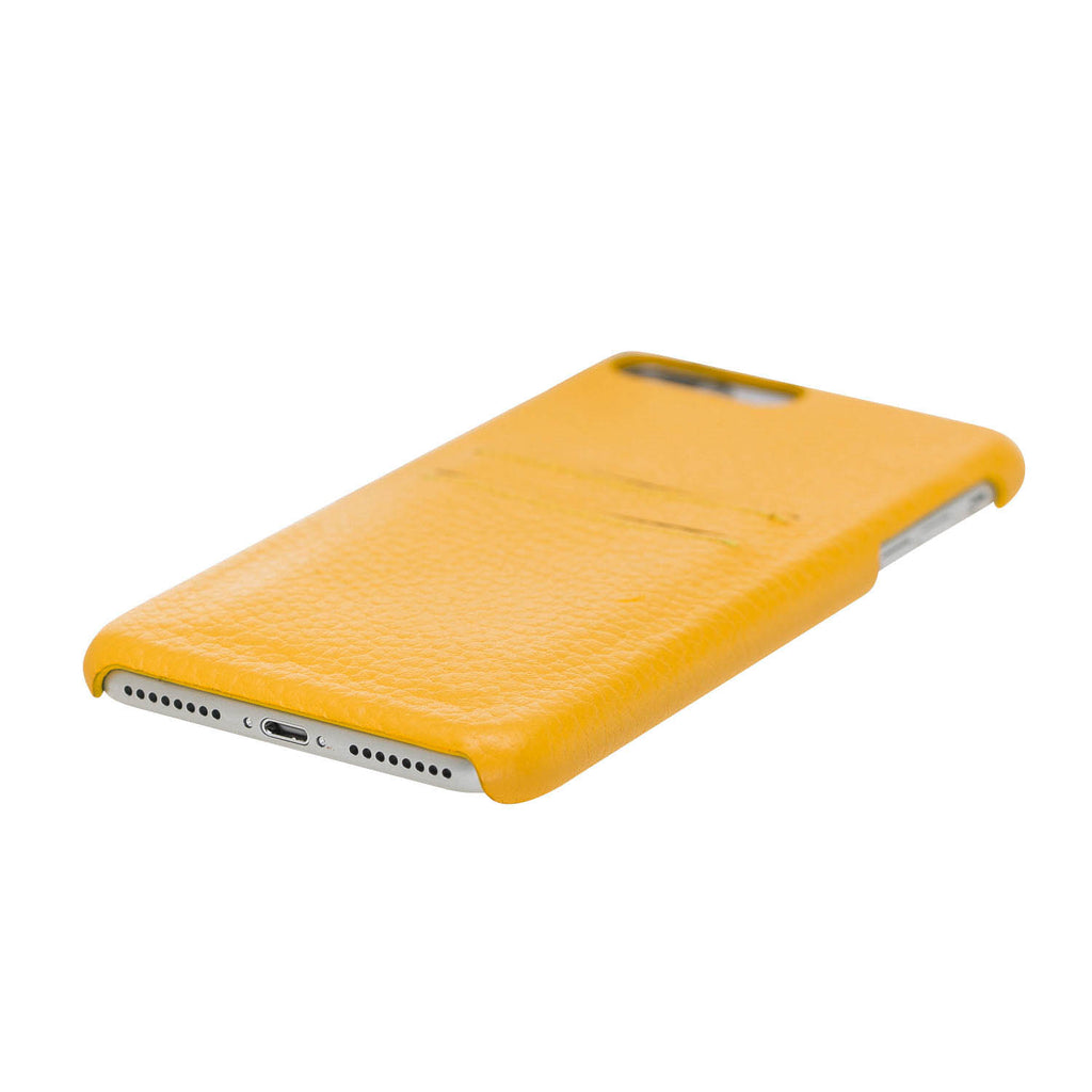 iPhone 8 Plus / 7 Plus Yellow Leather Snap-On Case with Card Holder - Hardiston - 5