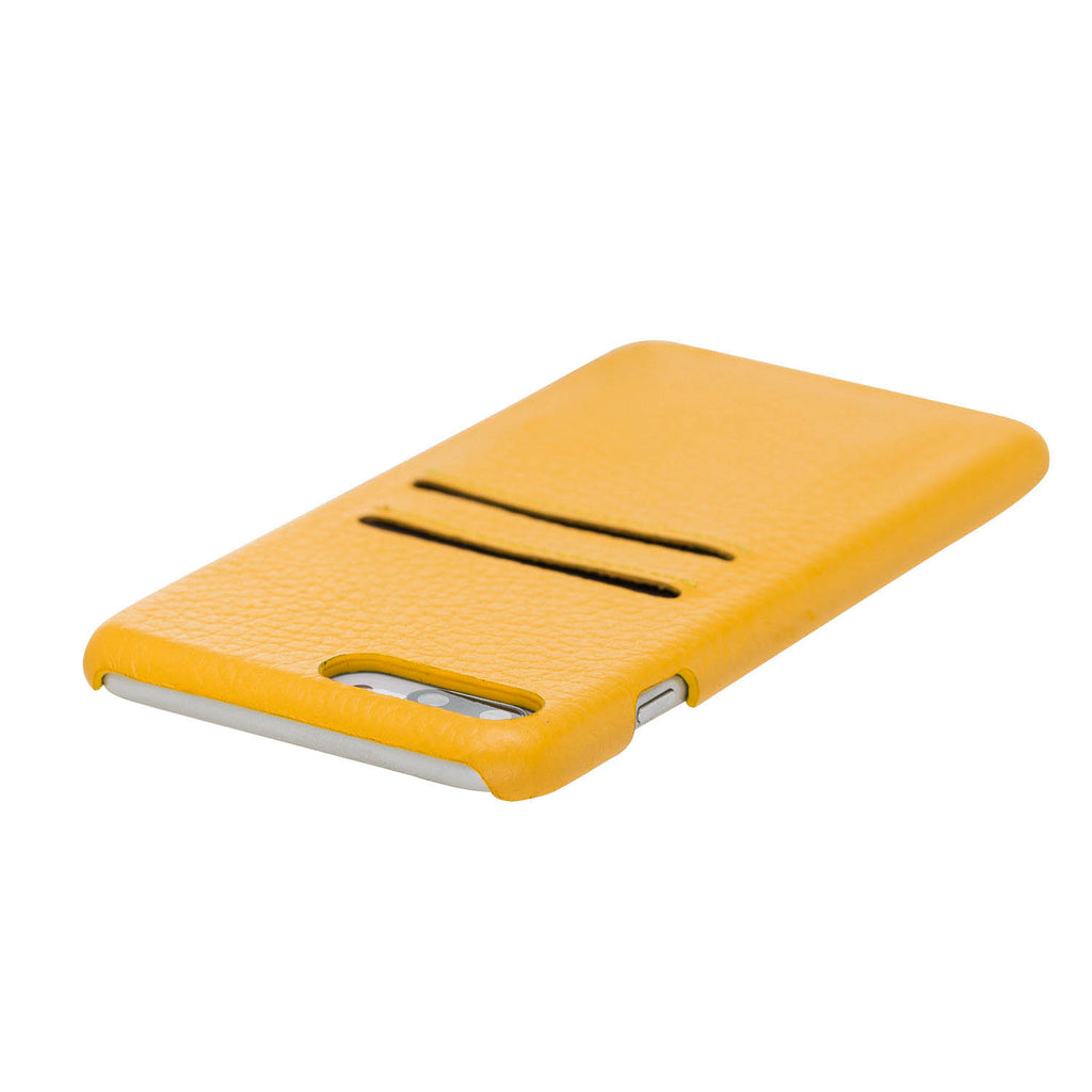 iPhone 8 Plus / 7 Plus Yellow Leather Snap-On Case with Card Holder - Hardiston - 6