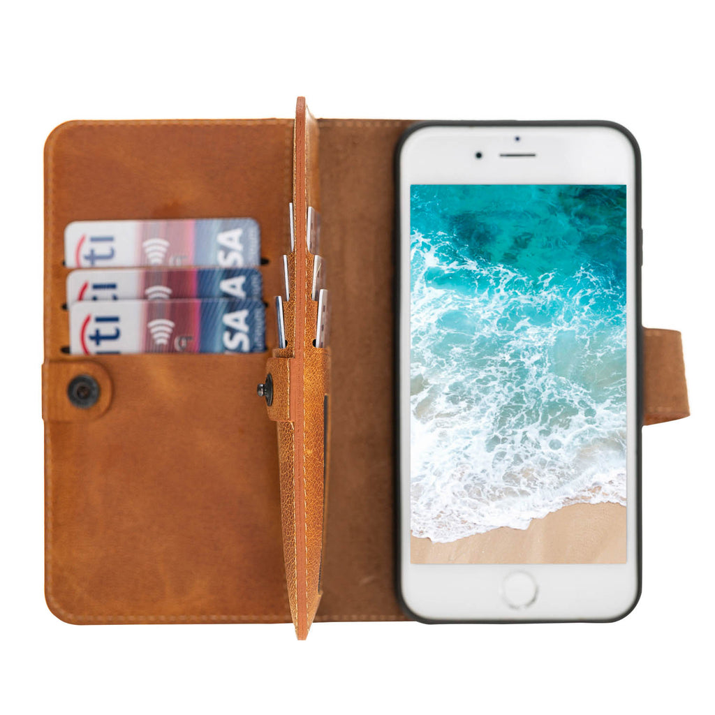 iPhone SE / 8 / 7 Amber Leather Detachable Dual 2-in-1 Wallet Case with Card Holder - Hardiston - 1