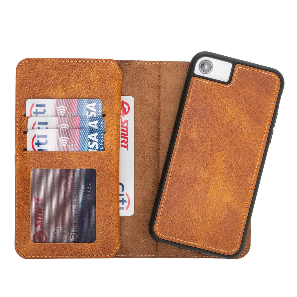 iPhone SE / 8 / 7 Amber Leather Detachable Dual 2-in-1 Wallet Case with Card Holder - Hardiston - 3