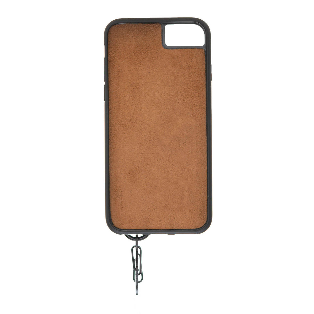 iPhone SE / 8 / 7 Amber Leather Snap On Card Holder Case with Back Strap - Hardiston - 3