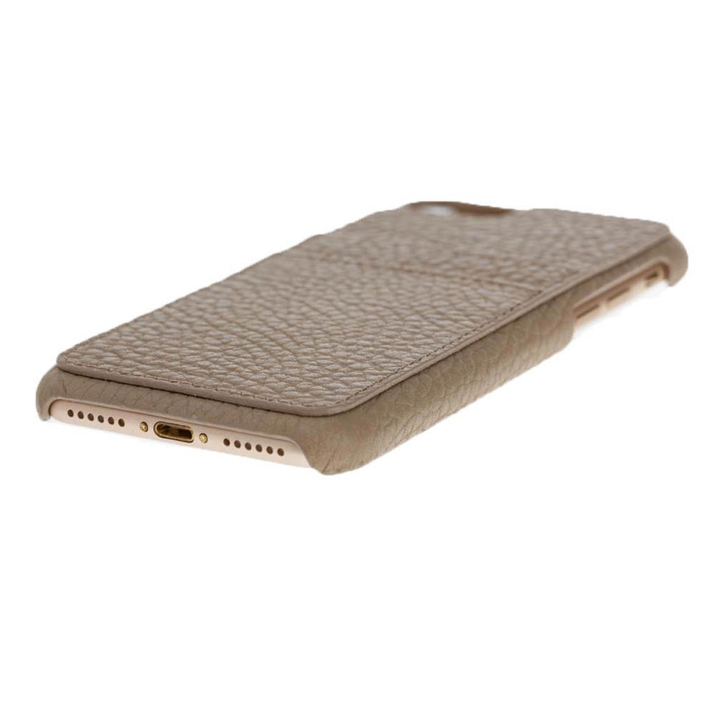 iPhone SE / 8 / 7 Beige Leather Snap-On Case with Card Holder - Hardiston - 5