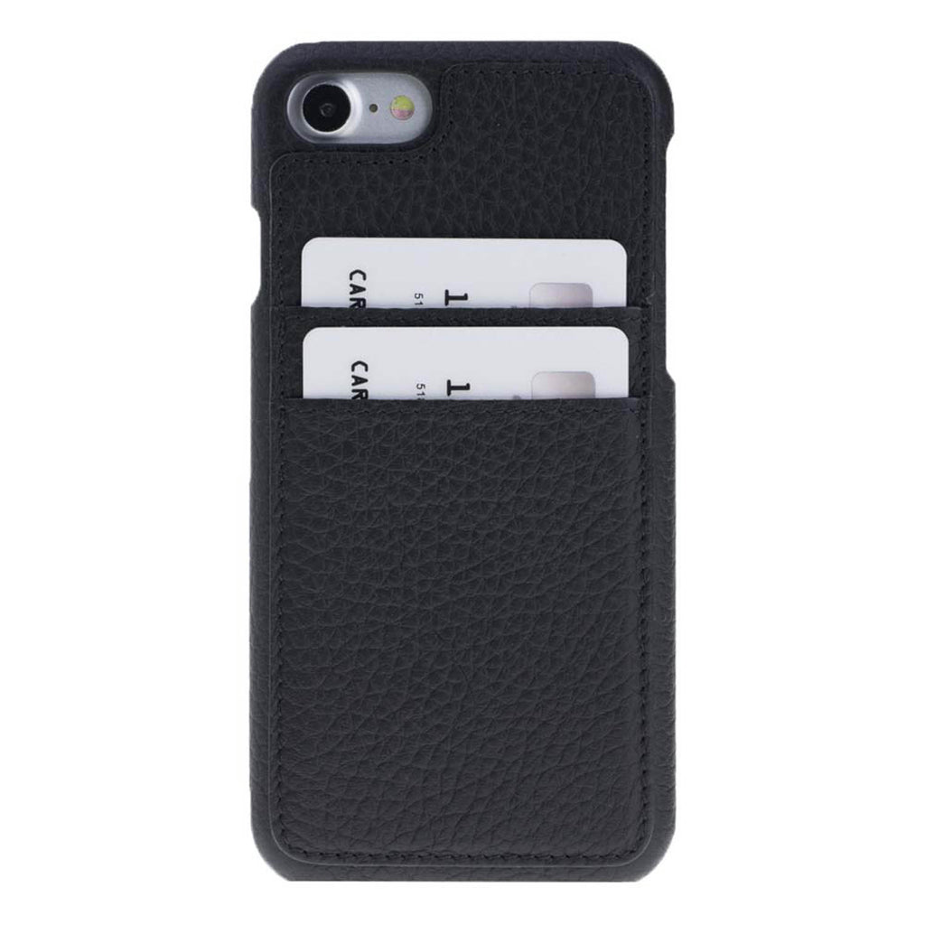 iPhone SE / 8 / 7 Black Leather Snap-On Case with Card Holder - Hardiston - 1
