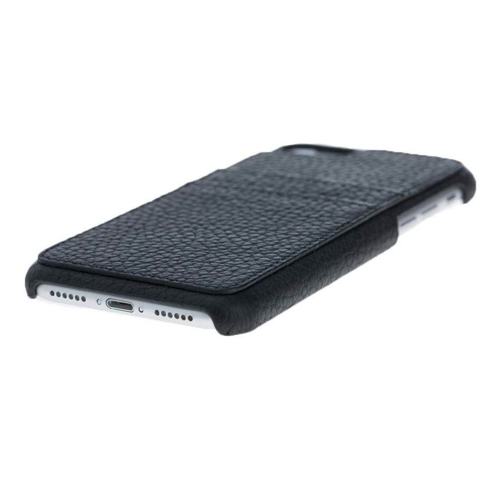 iPhone SE / 8 / 7 Black Leather Snap-On Case with Card Holder - Hardiston - 5