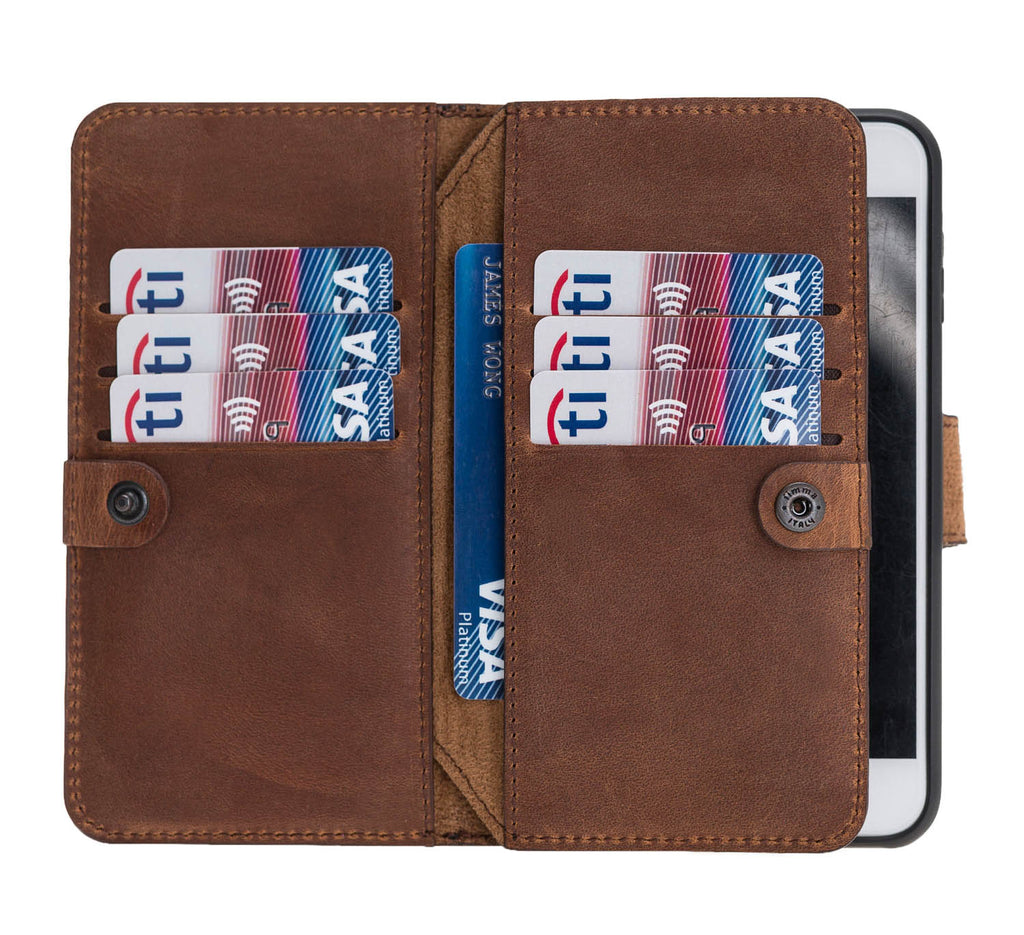 iPhone SE / 8 / 7 Brown Leather Detachable Dual 2-in-1 Wallet Case with Card Holder - Hardiston - 2