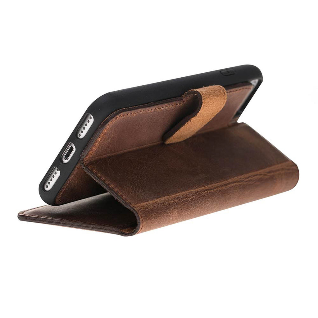 iPhone SE / 8 / 7 Brown Leather Detachable 2-in-1 Wallet Case with Card Holder - Hardiston - 3