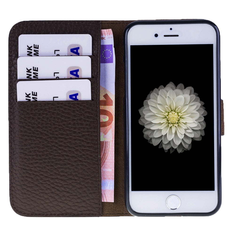 iPhone SE / 8 / 7 Brown Leather Folio 2-in-1 Wallet Case with Card Holder - Hardiston - 9