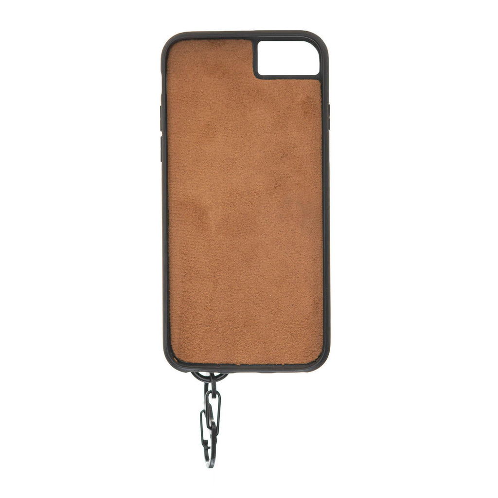 iPhone SE / 8 / 7 Brown Leather Snap On Card Holder Case with Back Strap - Hardiston - 3