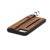 iPhone SE / 8 / 7 Brown Leather Snap On Card Holder Case with Back Strap - Hardiston - 7