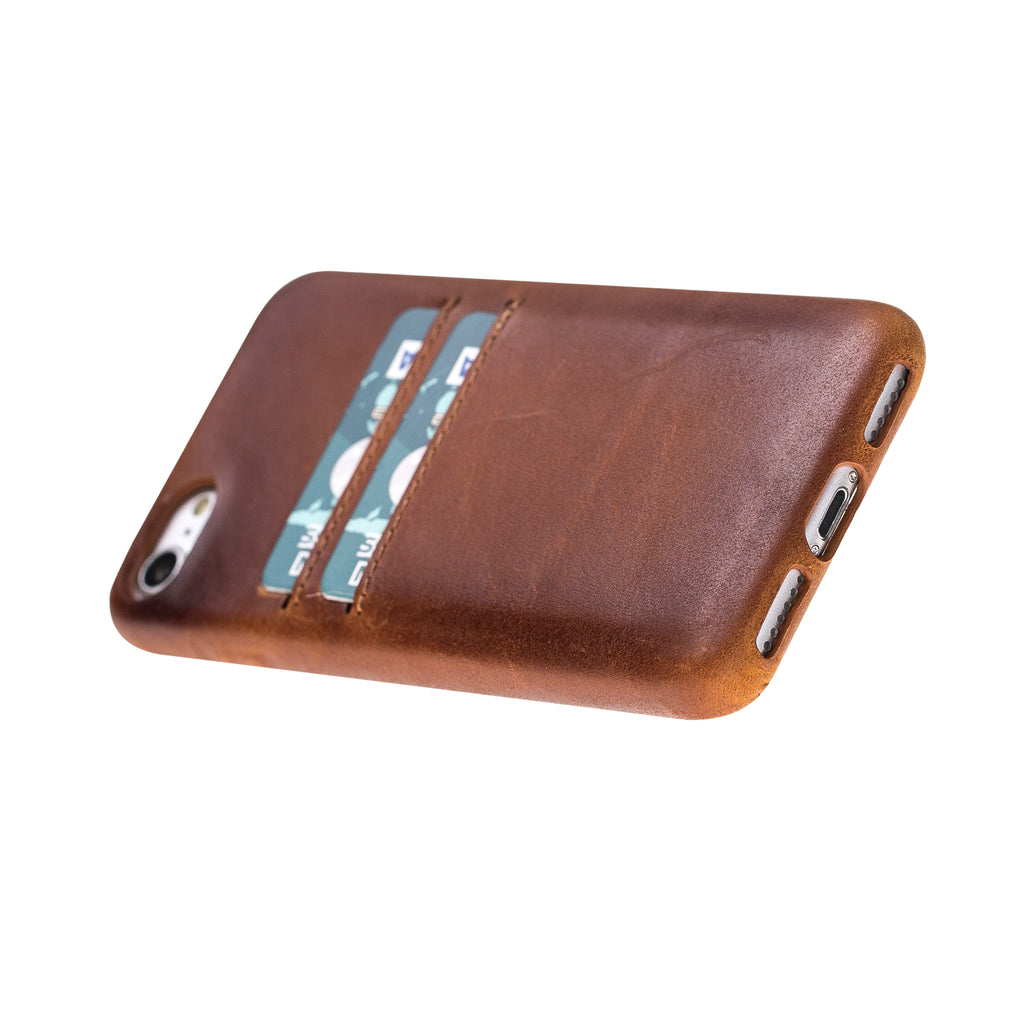 iPhone SE / 8 / 7 Brown Leather Snap-On Case with Card Holder - Hardiston - 4