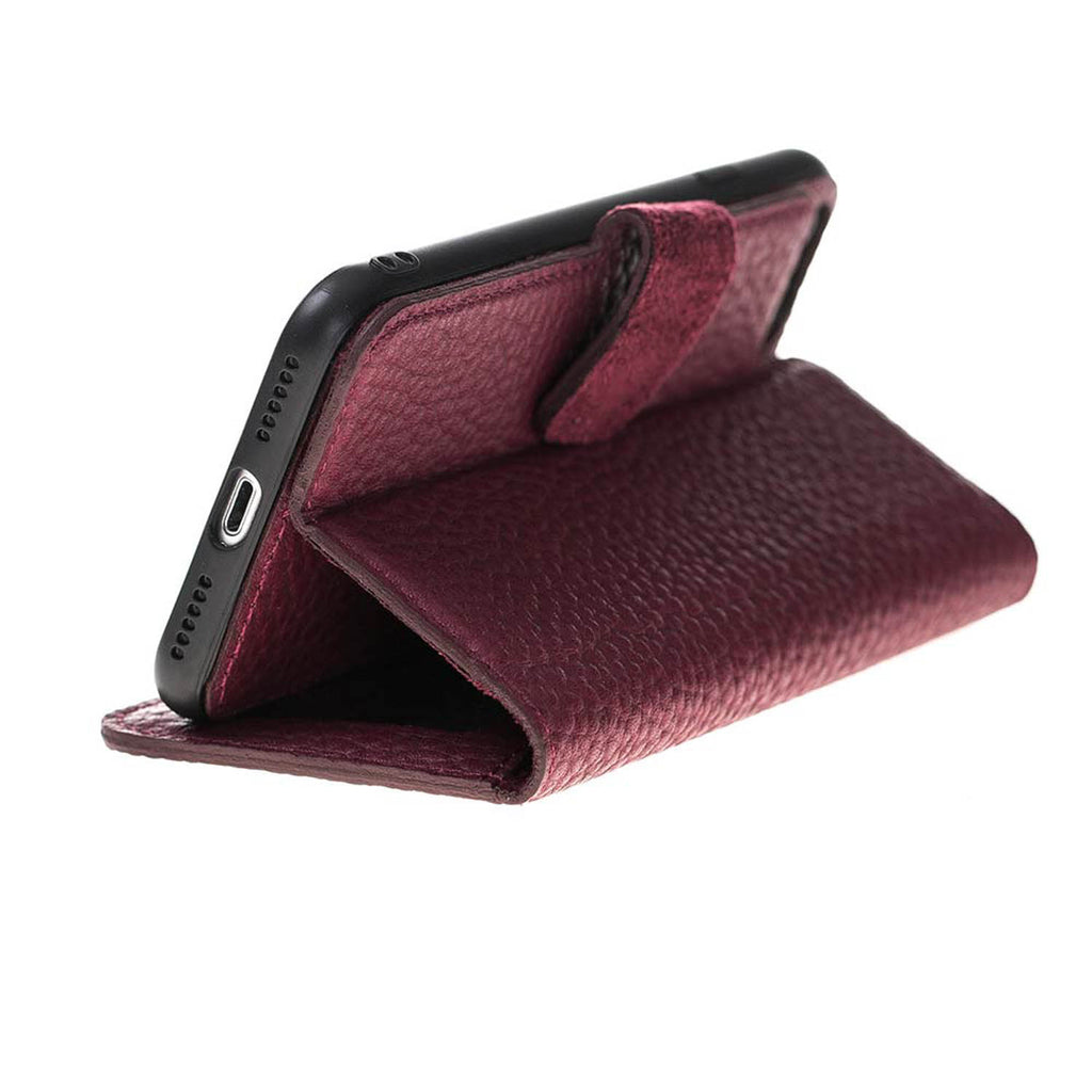 iPhone SE / 8 / 7 Burgundy Leather Detachable 2-in-1 Wallet Case with Card Holder - Hardiston - 3
