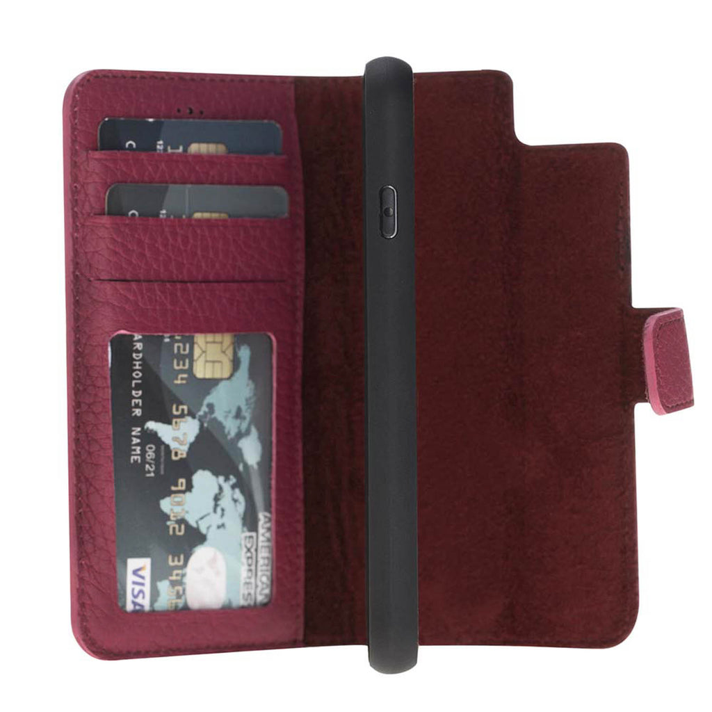 iPhone SE / 8 / 7 Burgundy Leather Detachable 2-in-1 Wallet Case with Card Holder - Hardiston - 8