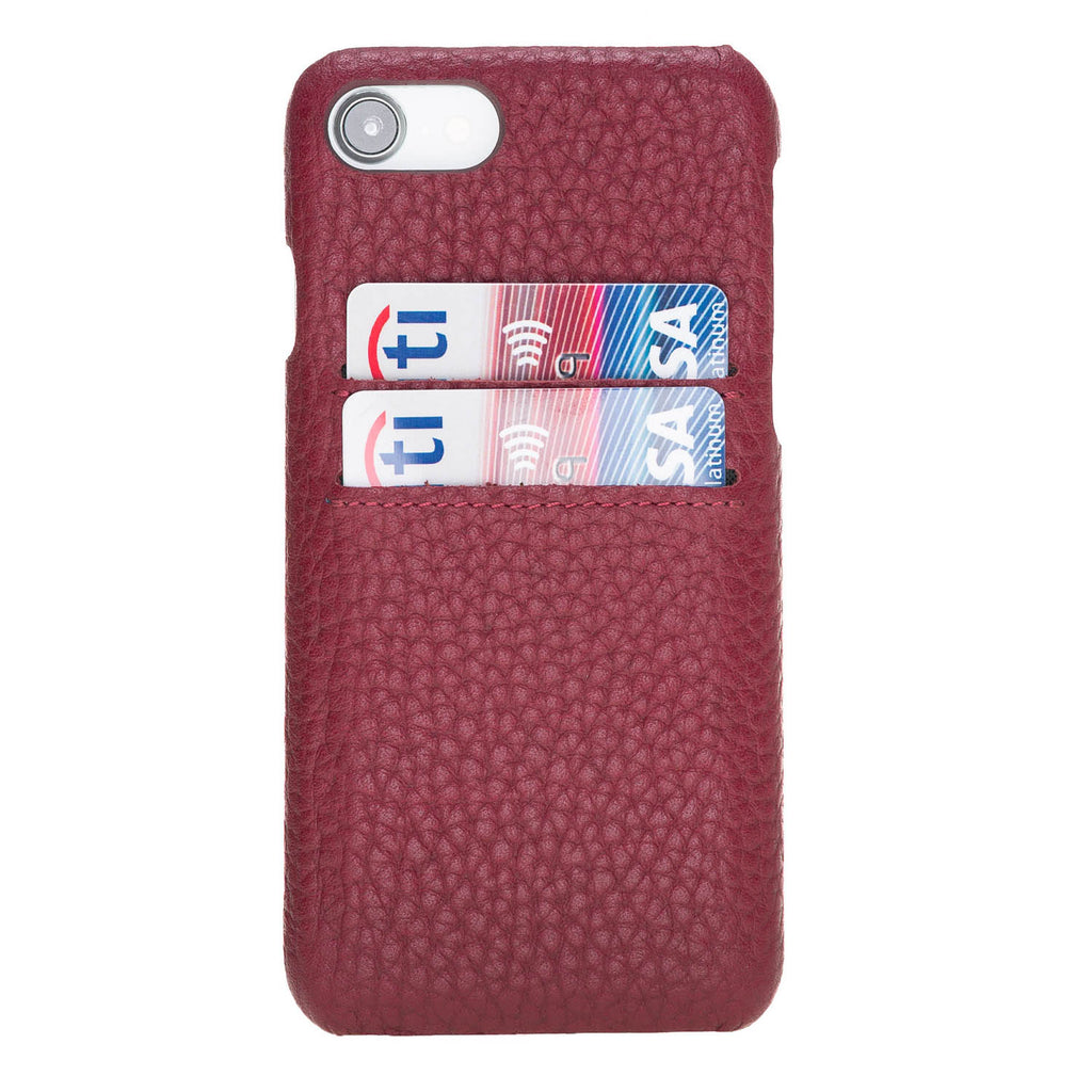 iPhone SE / 8 / 7 Burgundy Leather Snap-On Case with Card Holder - Hardiston - 1