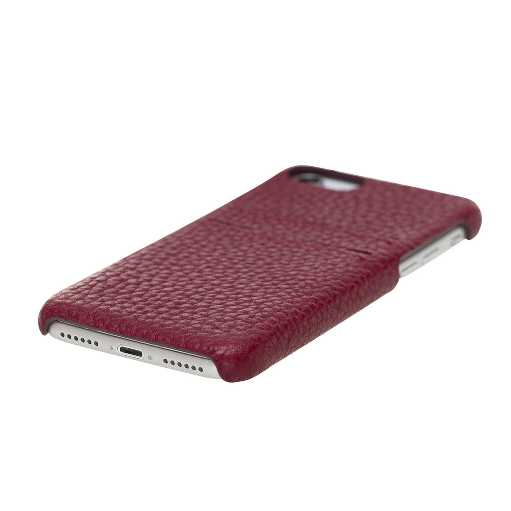 iPhone SE / 8 / 7 Burgundy Leather Snap-On Case with Card Holder - Hardiston - 5