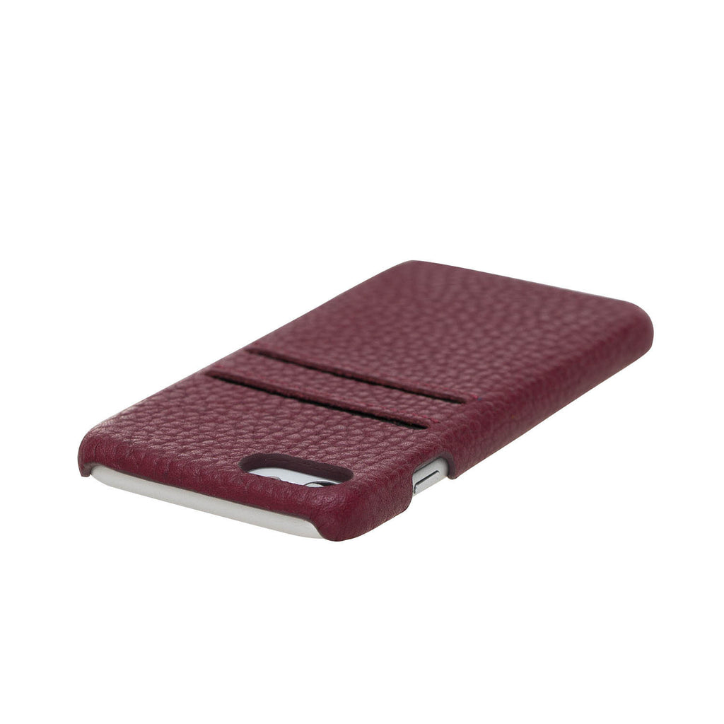 iPhone SE / 8 / 7 Burgundy Leather Snap-On Case with Card Holder - Hardiston - 6