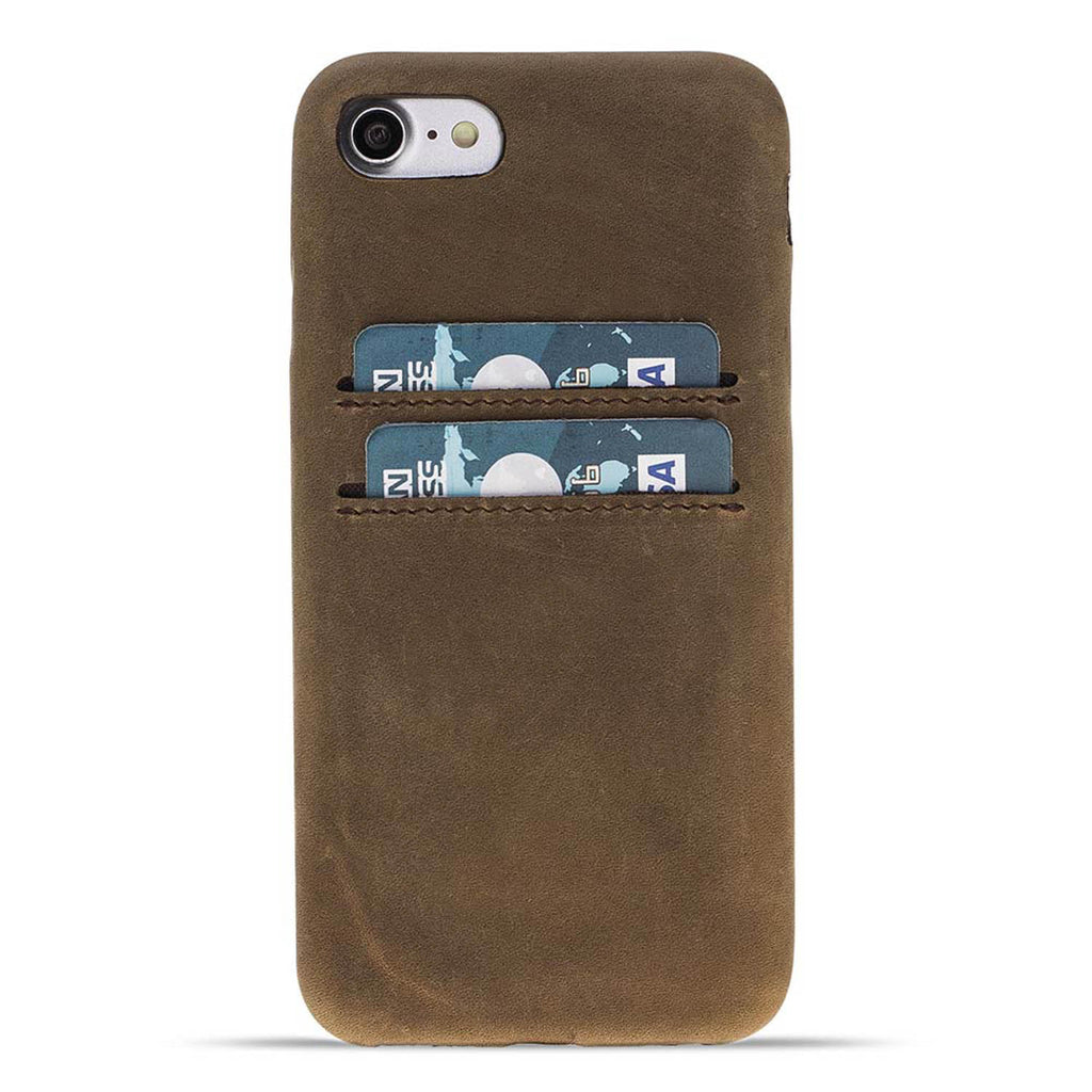 iPhone SE / 8 / 7 Camel Leather Snap-On Case with Card Holder - Hardiston - 1