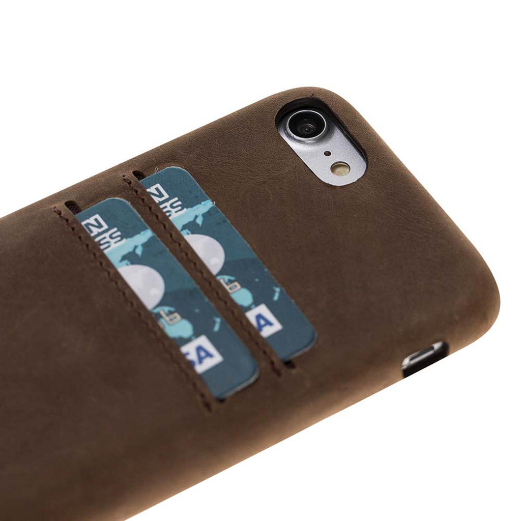 iPhone SE / 8 / 7 Camel Leather Snap-On Case with Card Holder - Hardiston - 4