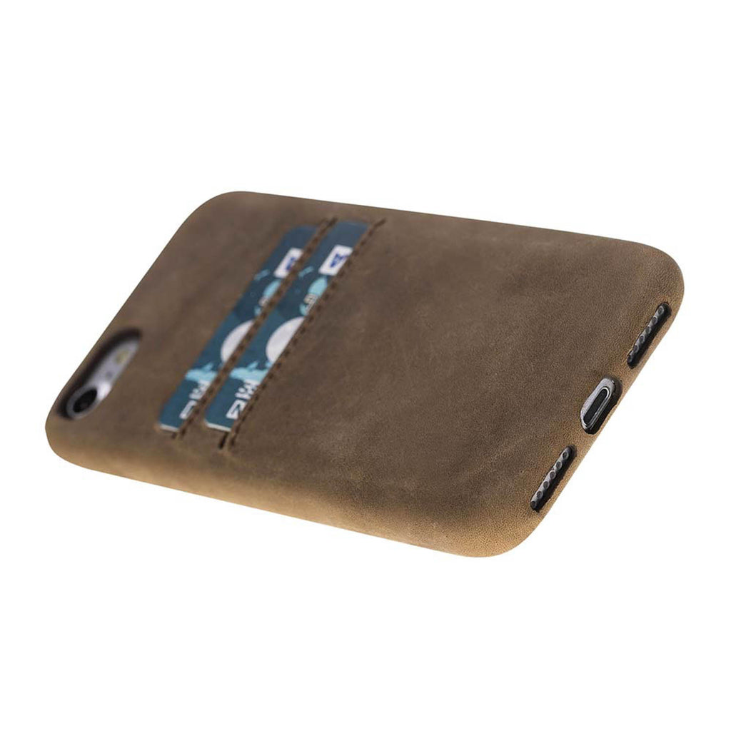 iPhone SE / 8 / 7 Camel Leather Snap-On Case with Card Holder - Hardiston - 5