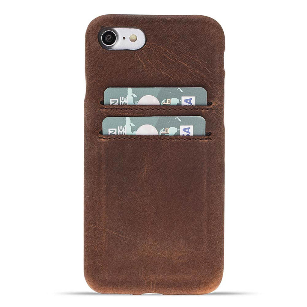 iPhone SE / 8 / 7 Cinnamon Leather Snap-On Case with Card Holder - Hardiston - 1