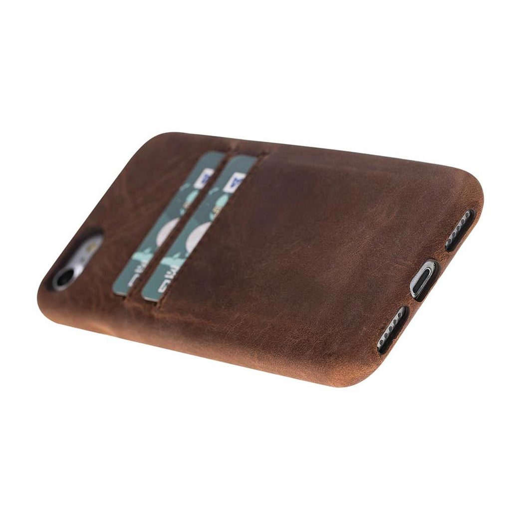 iPhone SE / 8 / 7 Cinnamon Leather Snap-On Case with Card Holder - Hardiston - 4