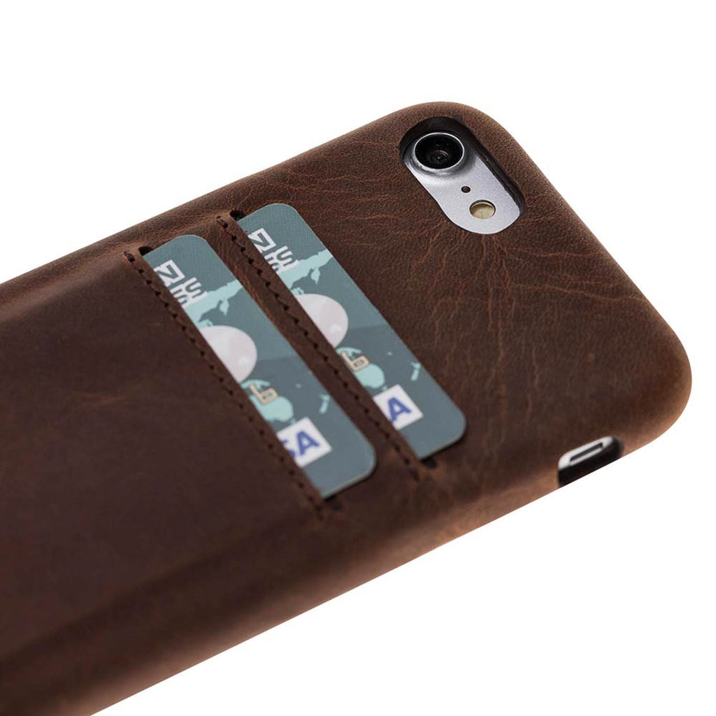iPhone SE / 8 / 7 Cinnamon Leather Snap-On Case with Card Holder - Hardiston - 6