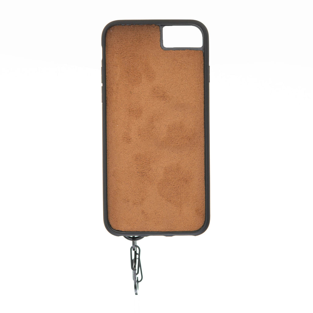 iPhone SE / 8 / 7 Mocha Leather Snap On Card Holder Case with Back Strap - Hardiston - 3