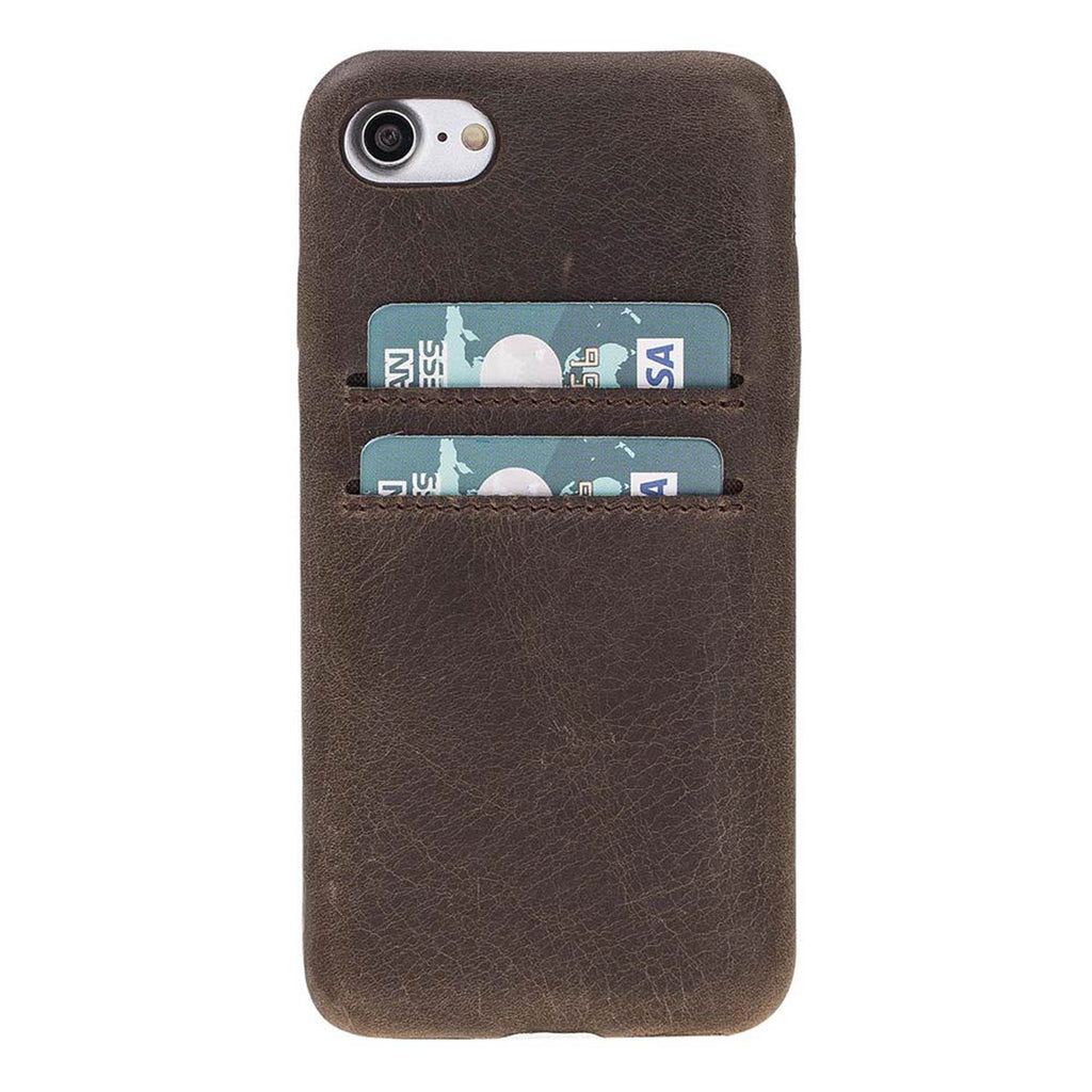 iPhone SE / 8 / 7 Mocha Leather Snap-On Case with Card Holder - Hardiston - 1