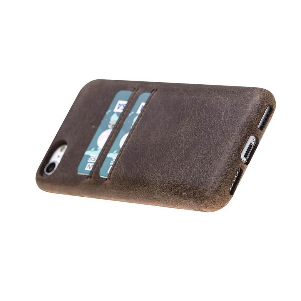 iPhone SE / 8 / 7 Mocha Leather Snap-On Case with Card Holder - Hardiston - 5