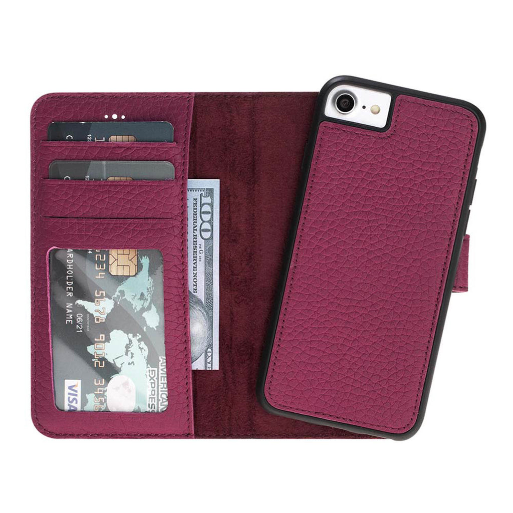 iPhone SE / 8 / 7 Pink Leather Detachable 2-in-1 Wallet Case with Card Holder - Hardiston - 1