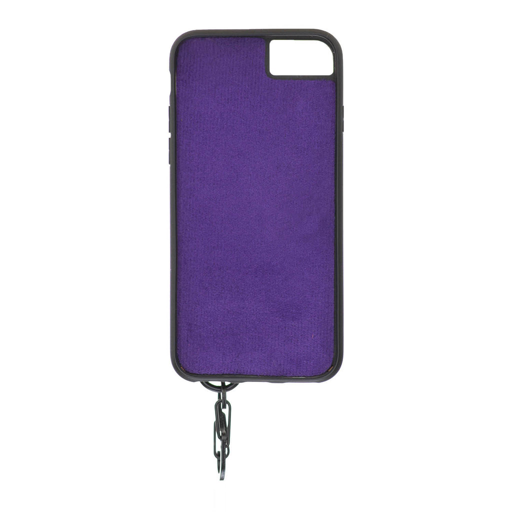 iPhone SE / 8 / 7 Purple Leather Snap On Card Holder Case with Back Strap - Hardiston - 2