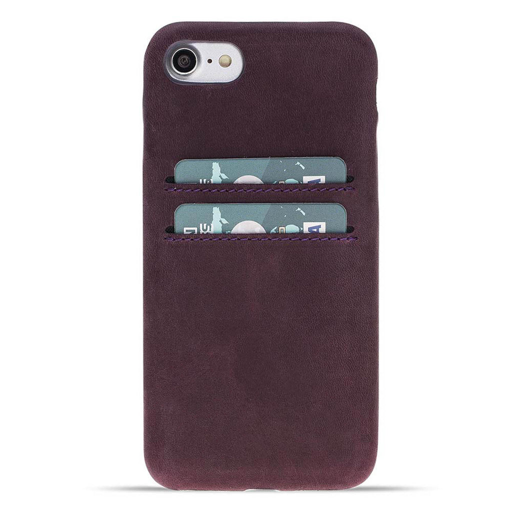 iPhone SE / 8 / 7 Purple Leather Snap-On Case with Card Holder - Hardiston - 1
