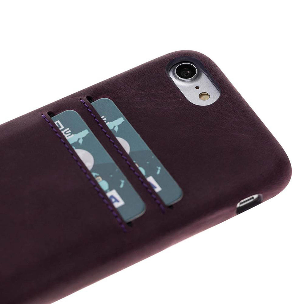 iPhone SE / 8 / 7 Purple Leather Snap-On Case with Card Holder - Hardiston - 4