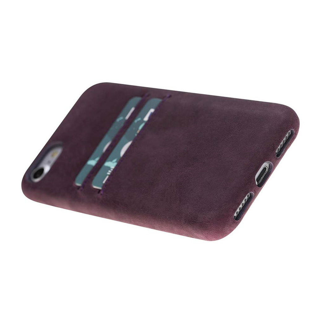 iPhone SE / 8 / 7 Purple Leather Snap-On Case with Card Holder - Hardiston - 5
