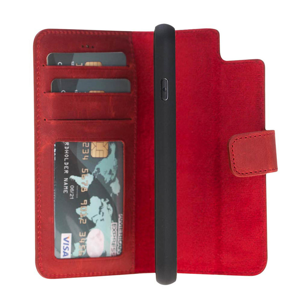 iPhone SE / 8 / 7 Red Leather Detachable 2-in-1 Wallet Case with Card Holder - Hardiston - 8