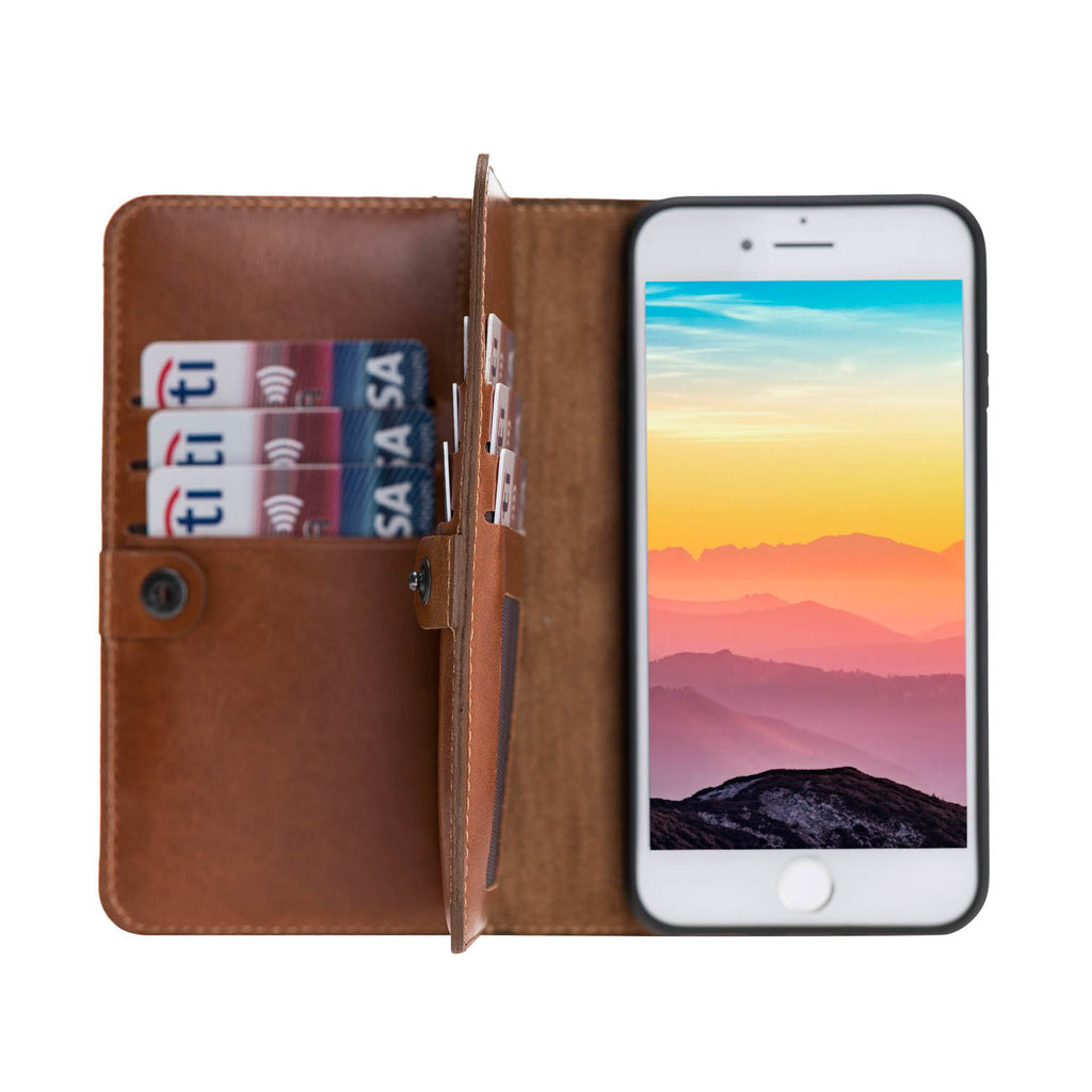 iPhone SE / 8 / 7 Russet Leather Detachable Dual 2-in-1 Wallet Case with Card Holder - Hardiston - 1