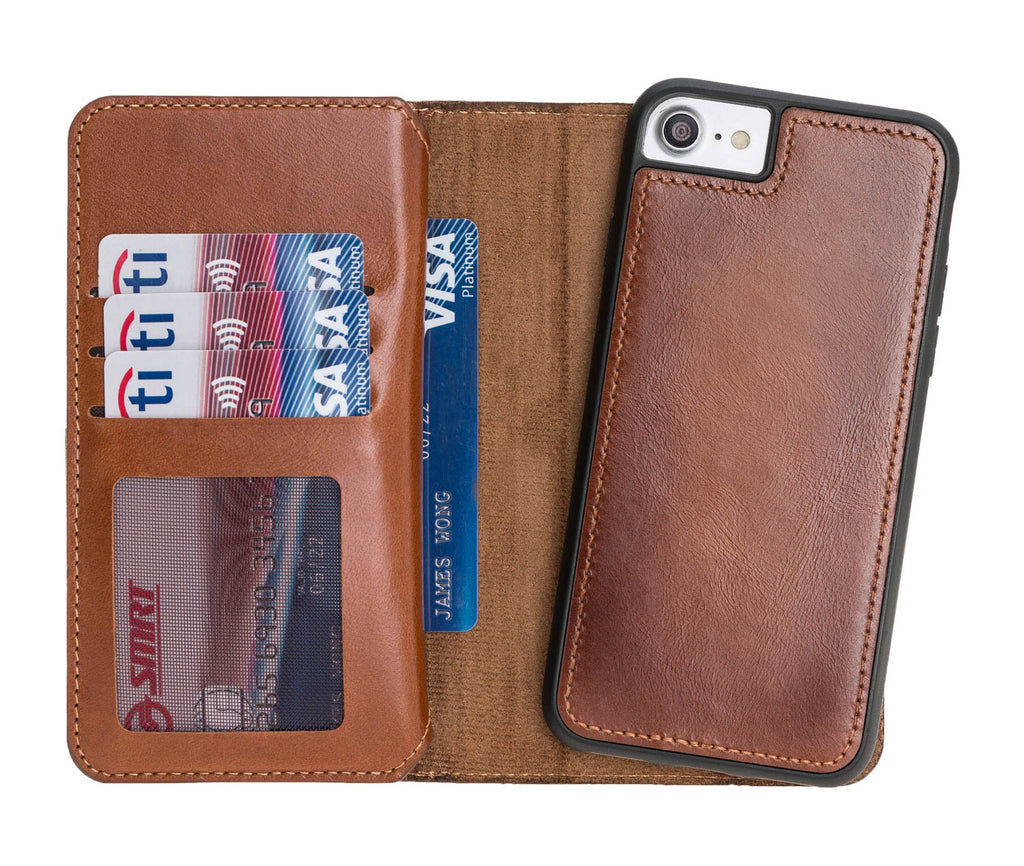 iPhone SE / 8 / 7 Russet Leather Detachable Dual 2-in-1 Wallet Case with Card Holder - Hardiston - 3